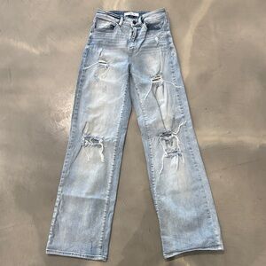 Trendy Distressed Wide Leg Jeans-Buckle